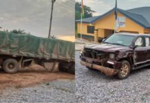 NPP parliamentary aspirant escapes death after articulated track rams into his parked vehicle