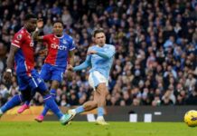 Crystal Palace deny Man City win with 95th-minute penalty