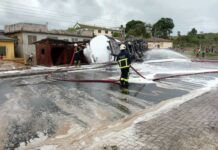 Fuel tanker accident on Nkroful-Kansaworodu road leaves two critically injured