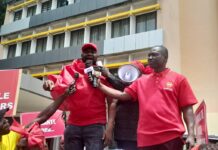 Mine workers picket TUC premises to drum home request for termination of Future Global Resources lease