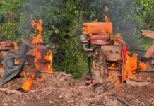 Savannah Regional Security Council burns 31 chanfang machines on Black Volta