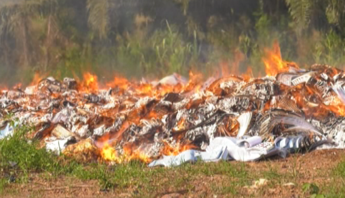 BALLOT PAPERS SET ABLAZE