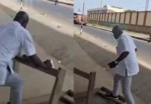 Titus Glover demolishes table of a vendor at newly commissioned Flower Pot Interchange