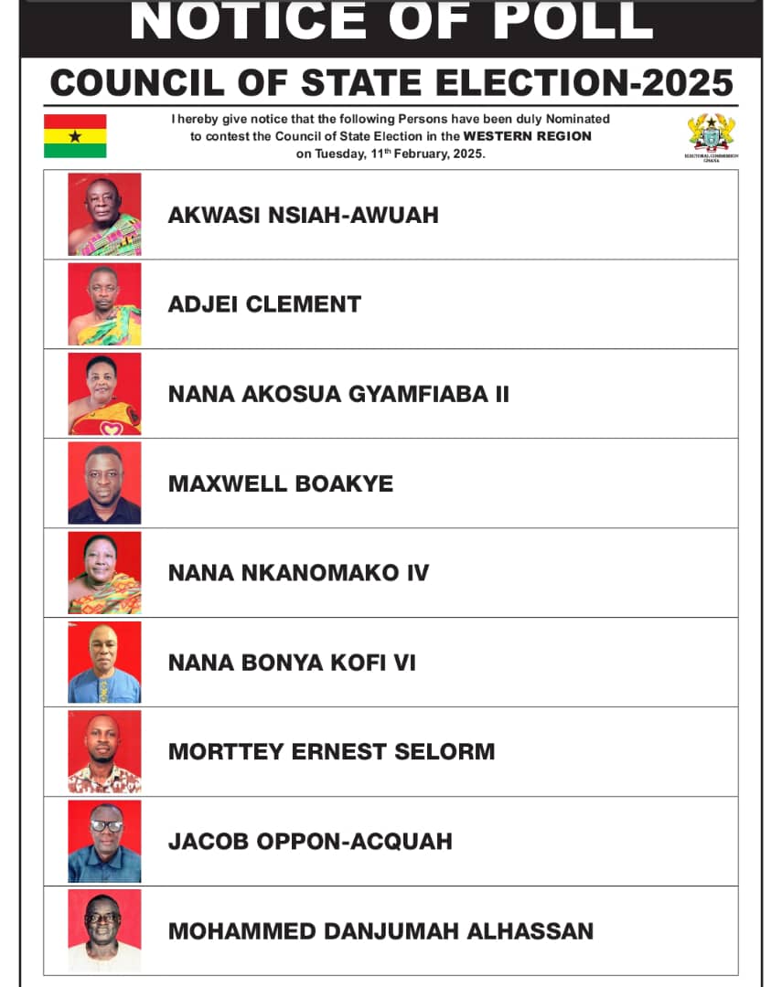 9 candidates vie for a seat to represent Western Region on the Council of State