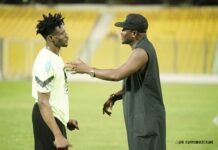 Asamoah Gyan storms pitch to give Kudus some tips as Black Stars train