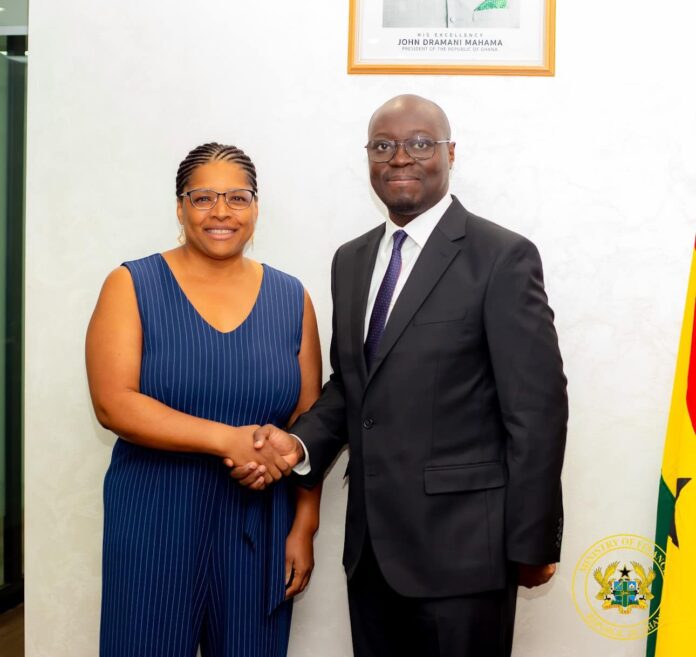 H.E. Myriam Montrat (L) and Dr Cassiel Ato Forson (R).