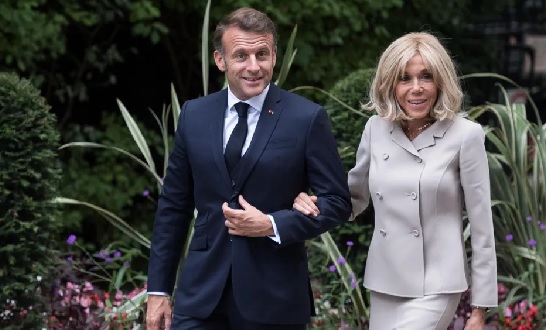 Macron and wife
