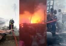 Sekondi: Fire razes popular European Town ‘ashawo’ joint, several shops destroyed