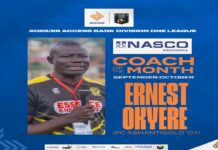 FC Ashantigold’s Ernest Okyere wins maiden Division One Coach of the Month award