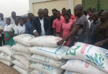 North East Regional Minister supplies Agric inputs to SHSs under Feed Ghana Programme