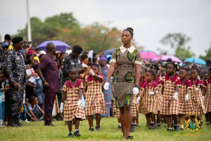 Pupils marching