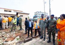 Accra New Town Building collapse: Veep Opoku-Agyemang visits injured persons at Police and 37 Military hospitals