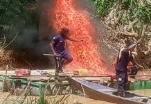 Galamsey fight: Blue Water Guards set 10 changfangs ablaze on River Bia