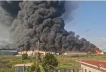 Photos: Firefighters tackle fire outbreak at Chinese firm in Miotso near Prampram