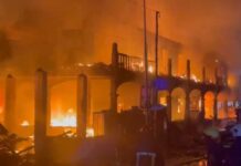 Fire outbreak at Tudu, near Accra Regional Police Headquarters
