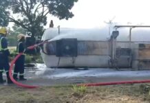 Gas tanker overturns near Tema motorway roundabout