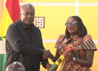 President Mahama swears in new Auditor-General Dr Pamela Graham