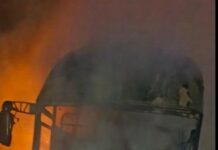 Electrical fault sets Yutong bus in flames on Mankessim-Accra Highway
