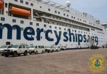 Officials of Mortuaries and Funeral Facilities Agency inspect mortuary on Mercy Ship at Tema Port