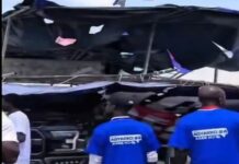 4 vehicles damaged as billboard collapses at NPP Delegates Conference
